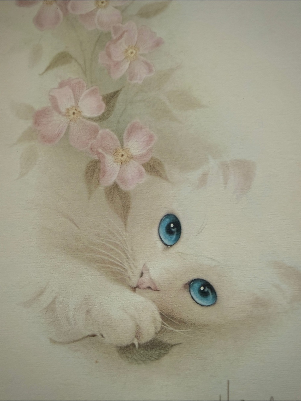 Vintage Harrison Kitten Cat Art Prints 1984 Mediaworld 9x12 Set of 2